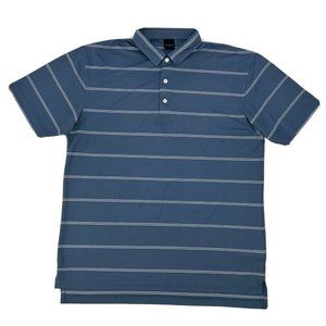 Dunning Shirt Men's Blue White‎ Stripes XL Short Sleeve Polo Golf